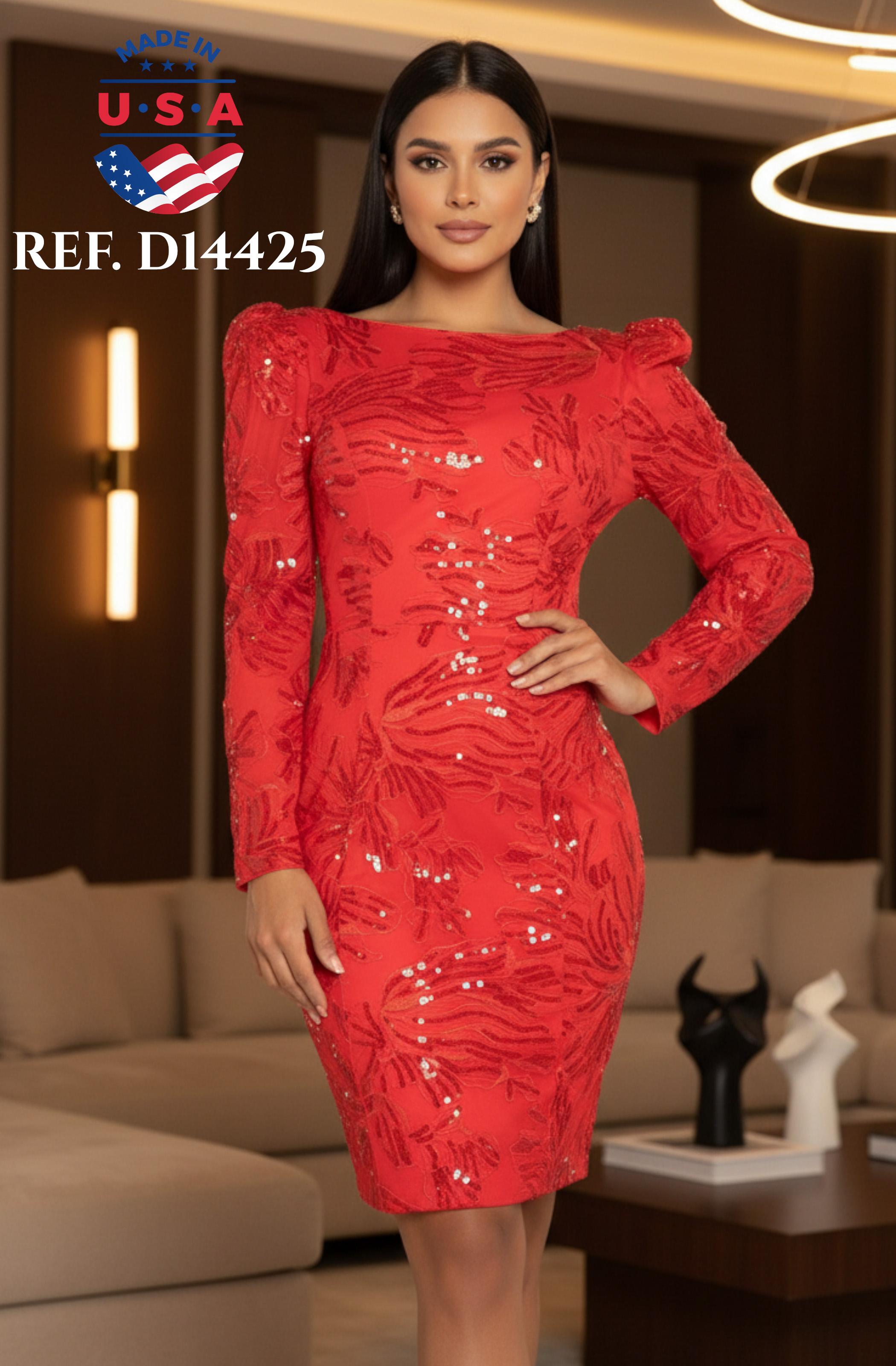 Vestido Corto Con Lentejuelas y manga larga